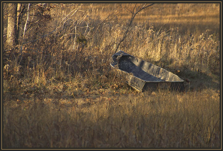 An old rowboat found abandoned in the salt marsh in Ipswich, Massachusetts (US).